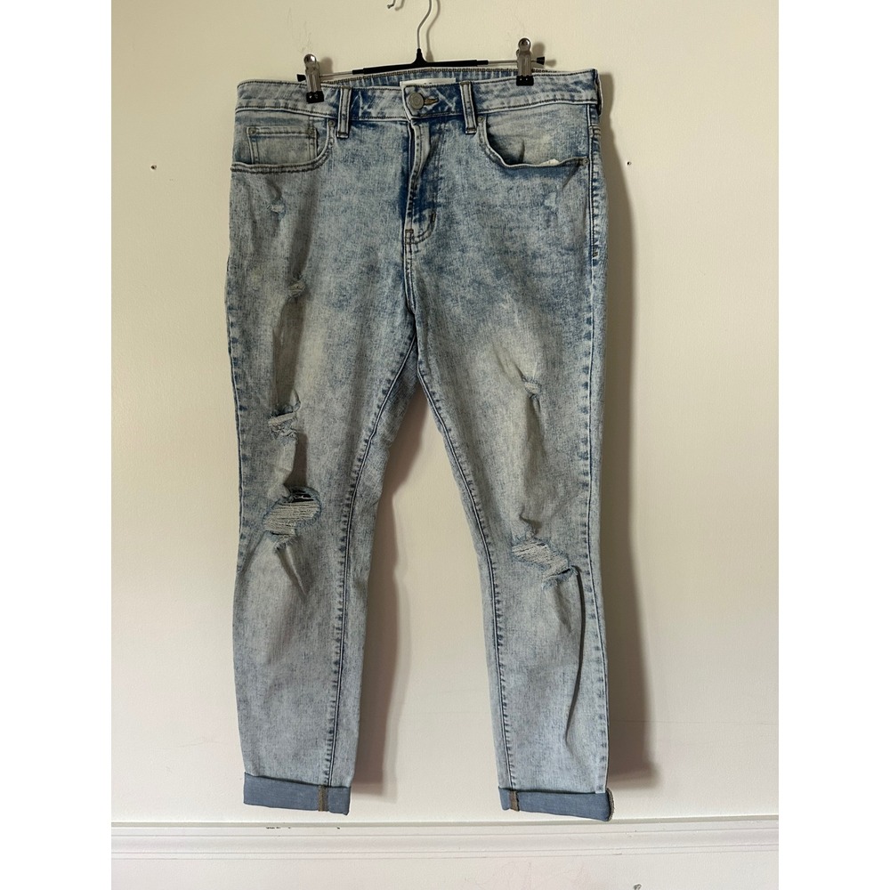 PacSun Mens Stacked Skinny Distressed Acid Wash Jeans Light Blue 32x30
